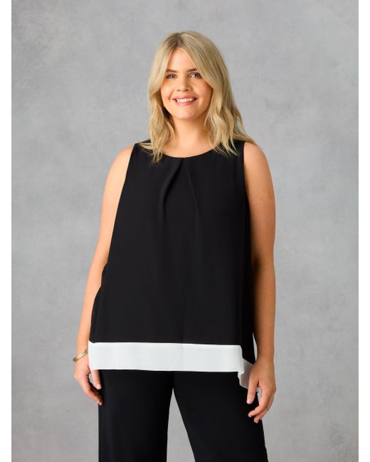 Live Unlimited Black Colourblock Overlay Chiffon Vest