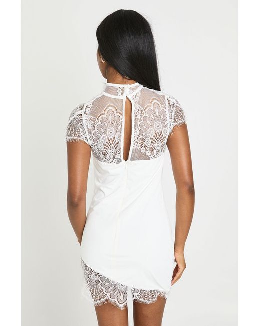Boohoo White Lace Cape Detail Mini Dress