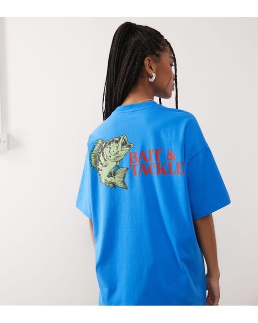 Collusion Blue Fish Print Graphic T Shirt