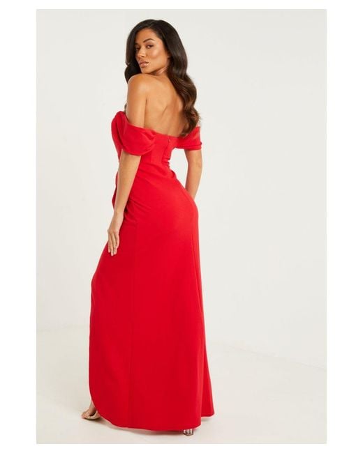 quiz red maxi dress Red Quiz Draped Maxi Dress