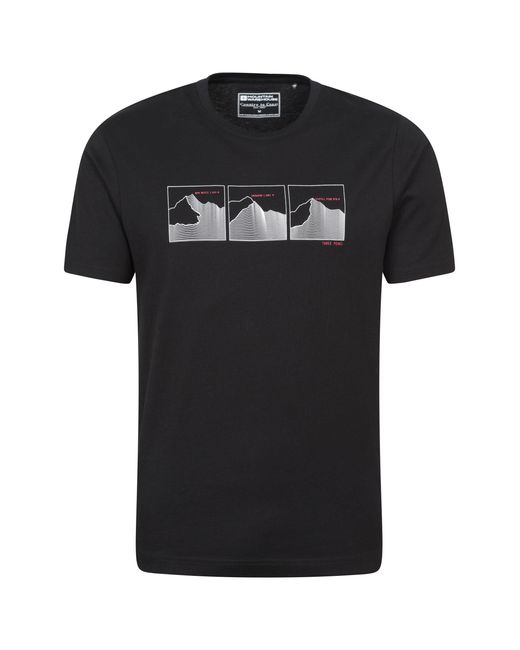 Mountain Warehouse Black '3 Peaks' Printed Tee Cotton Breathable Casual T-Shirt for men
