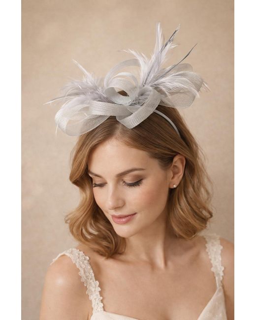 SVNX Natural Bow Feather Fascinator