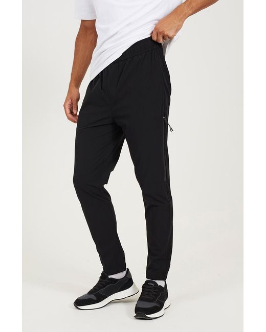 Brave Soul Black Zip Detail Cuffed Trousers With Elasticated Waist for men