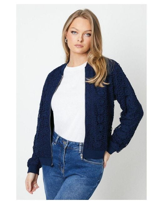 Oasis Blue Lace Bomber Jacket