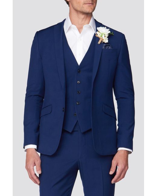 Occasions Blue Plain Suit Jacket for men
