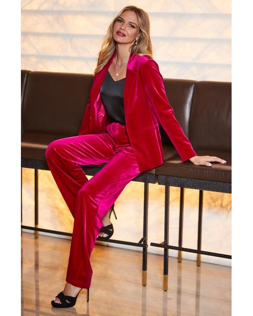 Sosandar Red Raspberry Velvet Blazer