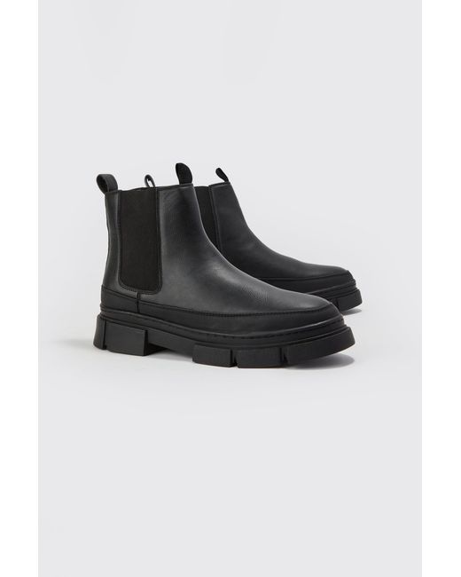 BoohooMAN Black Track Sole Chelsea Boot for men