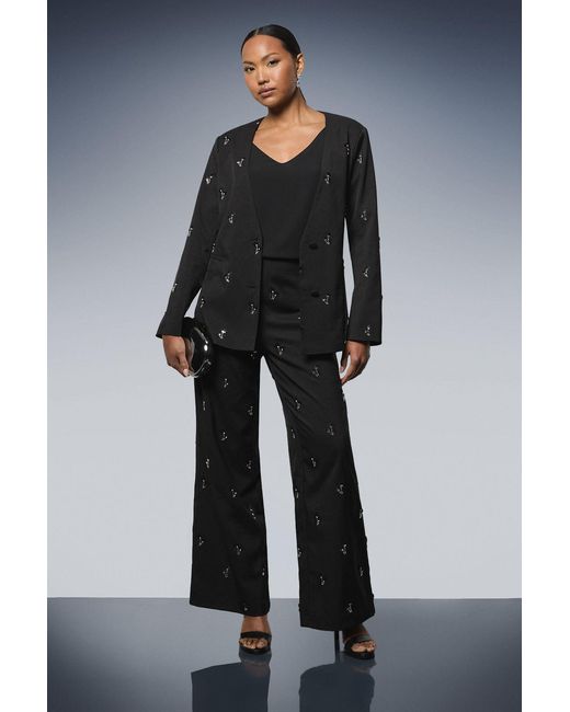 PRINCIPLES Blue Embroidered Embellished Trousers