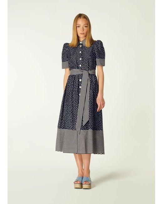 L.K.Bennett Blue Smith Dress, /Cream