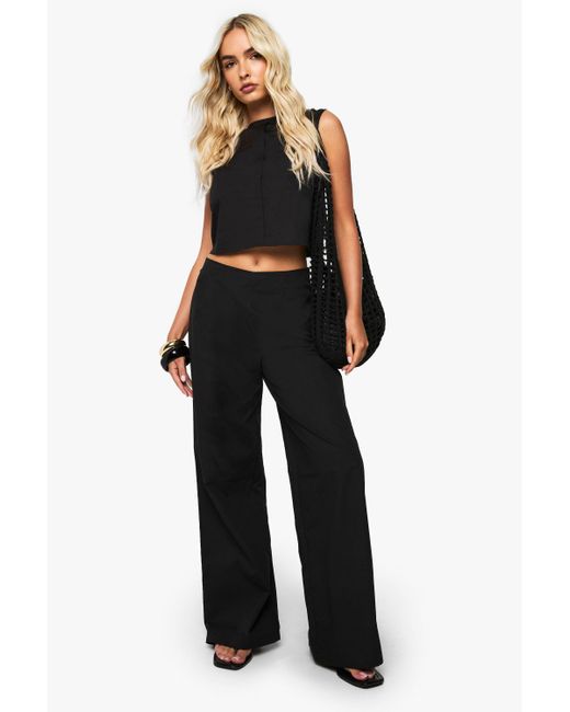 Boohoo Blue Boxy Poplin Structured Co-Ord