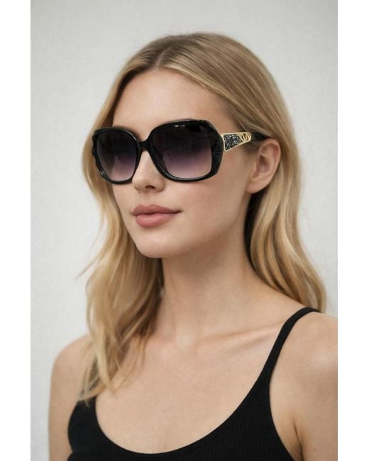 SVNX Natural Round Square Side Detail Sunglasses