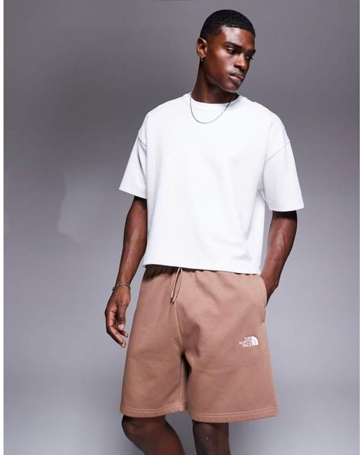 The North Face Brown Essential Logo Sweatshorts for men