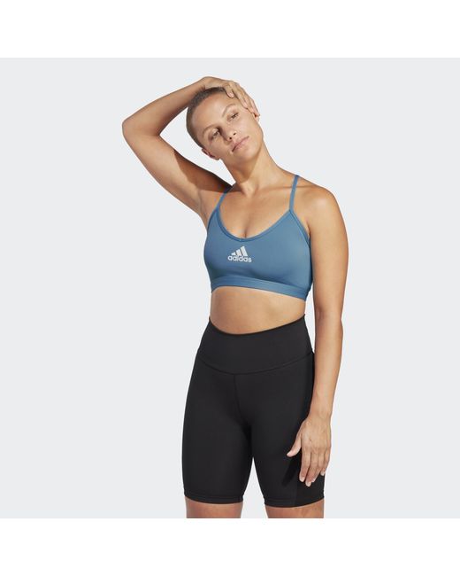 Adidas Originals Blue Aeroreact Training Light-Support Bra