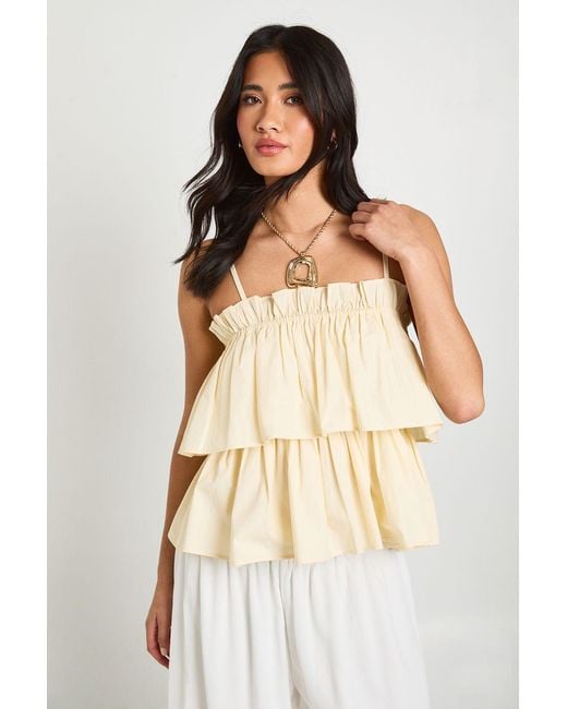 Boohoo Natural Ruffle Layered Cami Top