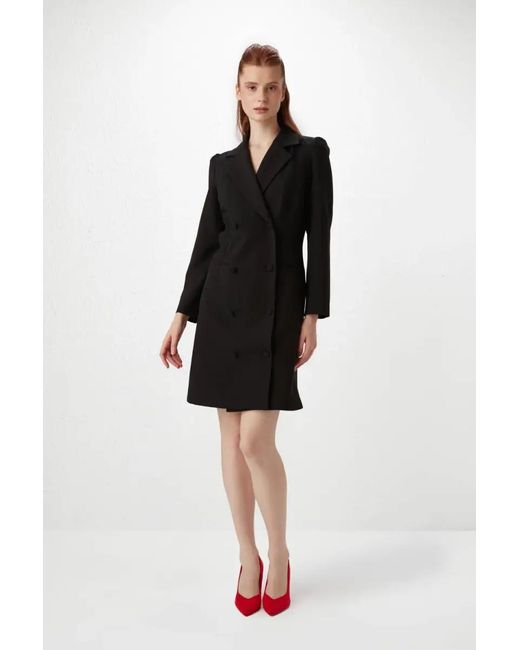 GUSTO Black Double Breasted Blazer Dress