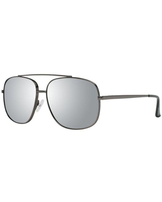 Guess Gray Gunmetal Mirrored Trapezium Sunglasses for men