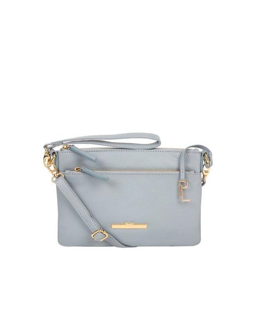 Pure Luxuries Gray 'Lytham' Cashmere Leather Cross Body Clutch Bag