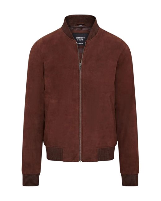 Infinity Leather Brown Goat Suede Ma-1 Bomber Jacket-North for men