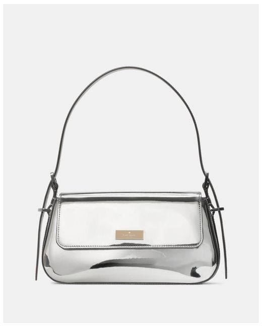 Kate Spade Gray Bridget Mirror Metallic Small Flap Shoulder