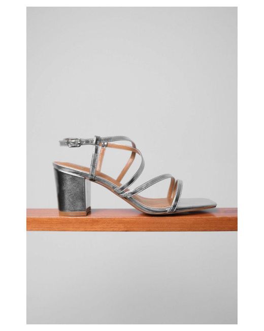 Where's That From Brown Wheres 'Sidra' Extra Wide Fit Mid High Block Heel Sandals With Cross Over Strap