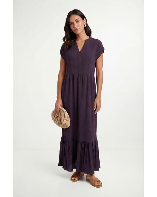 Wallis Blue Cheesecloth Collarless Maxi Dress