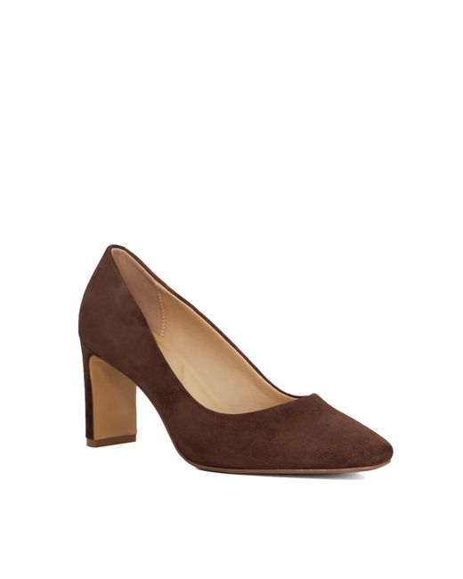 Dune Brown Arriving High Block Heel Court Shoes
