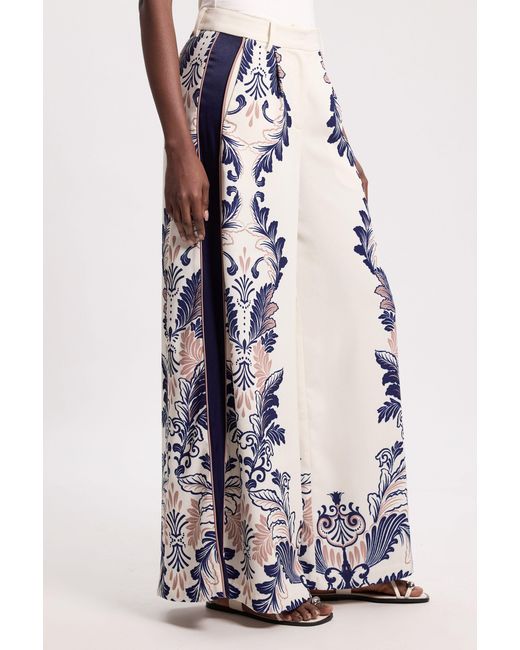 Karen Millen Blue Scarf Print Woven Wide Leg Trouser