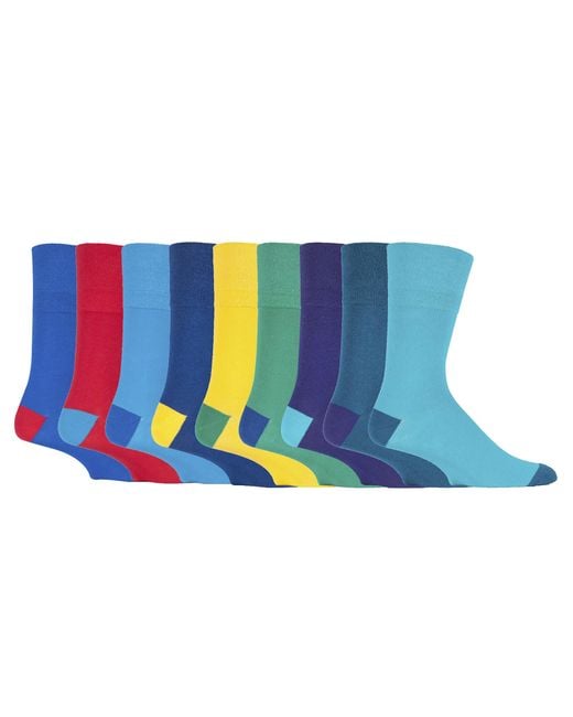 Gentle Grip Black 9 Pairs Non Elastic Cotton Soft Loose Top Socks for men