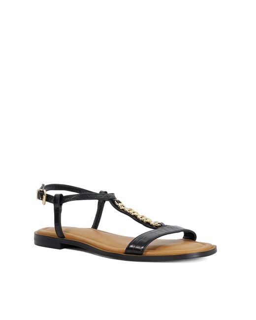 Dune Black Lollipops Leather Chain Detail Open Toe Sandals