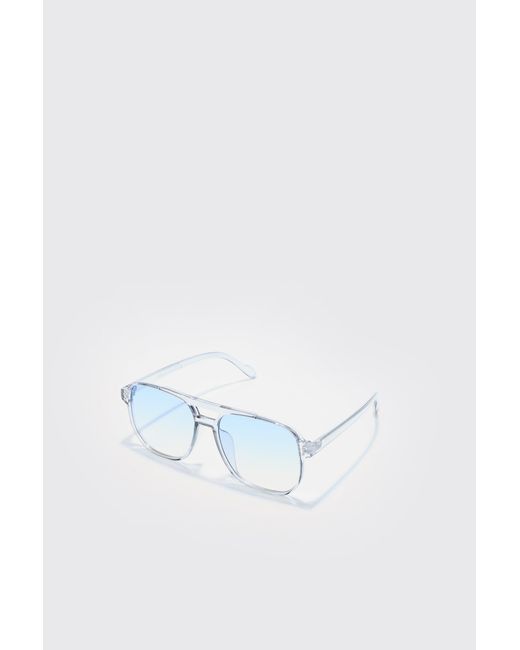 BoohooMAN Blue Plastic Retro Sunglasses for men