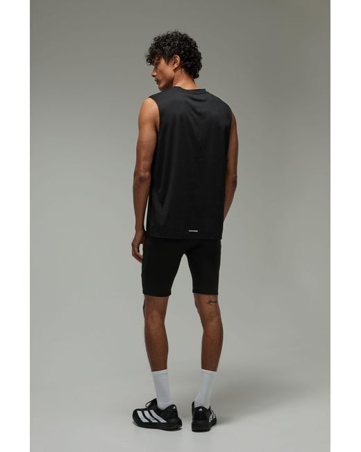 BoohooMAN Black Common Pace Running Perforated Regular Fit Tank for men