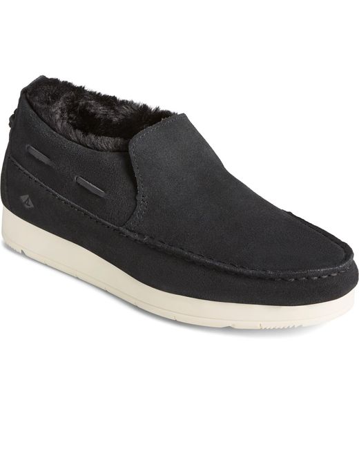 Sperry Top-Sider Black Moc-Sider Slip On Ladies Shoes Leather
