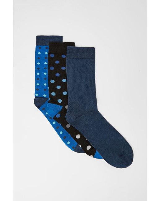 MAINE Blue Spot Plain 3 Pack Socks for men