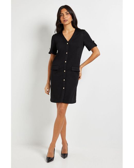Wallis Black Ponte Button Shift Dress