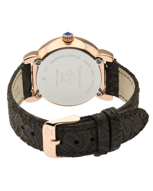 Gv2 Brown Ravenna Swiss Quartz Mother Of Pearl Dial Suede Embossed Watch Leather