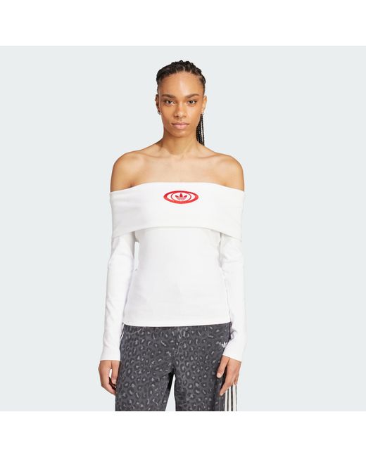 Adidas Originals White Off Shoulder Top