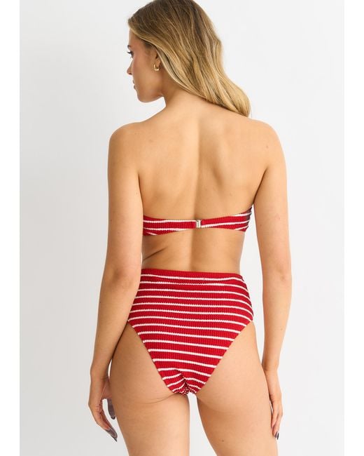 Gini London Textured Twist Front Stripe Bikini Top