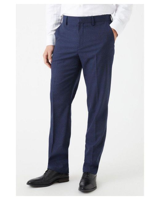 Burton Blue Tailored Fit Marl Suit Trousers for men