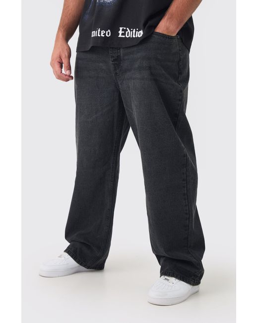 BoohooMAN Black Plus Relaxed Rigid Jeans for men