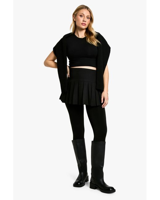 Boohoo Black Maternity Thermal Bump Support Fleece Lined Tights