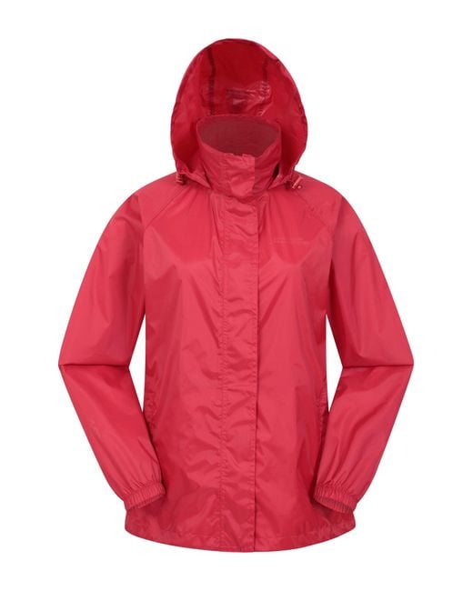 Mountain Warehouse Red 'Pakka' Packable Jacket Waterproof Breathable Adjustable Hood Rain Coat Polyamide