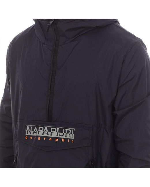 Napapijri Blue Hooded Jacket With High Collar Np0A4G67 for men