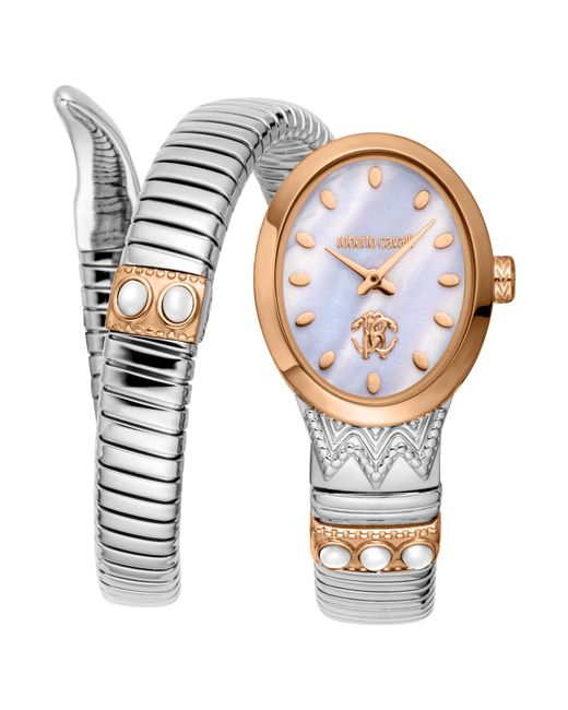 Roberto Cavalli White Snake Stainless Steel Two Toned & Rose Watch