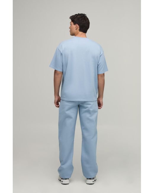 BoohooMAN Blue Heavyweight Embroidered Oversized T-Shirt for men