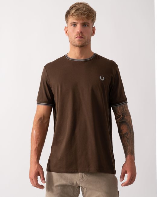 Fred Perry Brown Twin Tipped T-Shirt for men
