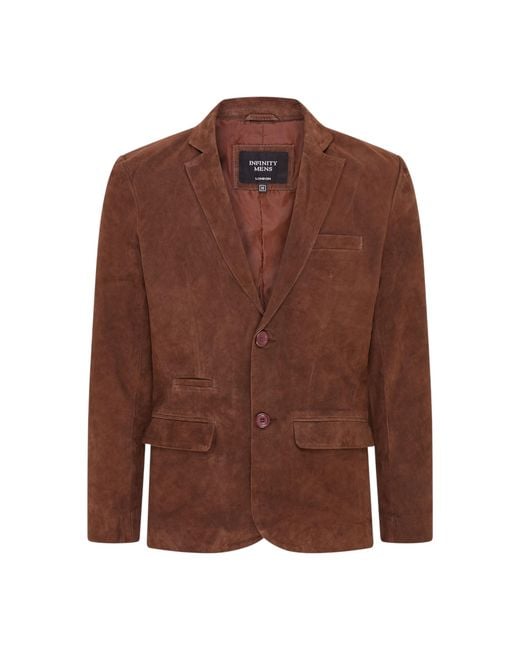 Infinity Leather Brown Italian Suede Blazer Jacket for men