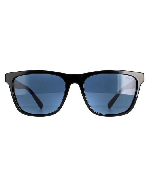 Polo Ralph Lauren Blue Rectangle Shiny Dark Sunglasses for men