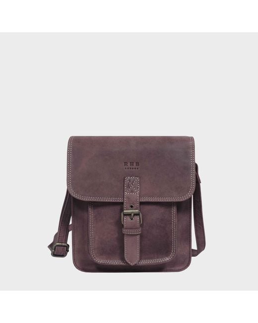 Real Hide Bags Purple 'Carolyn' Leather Ipad Tablet Crossbody Bag