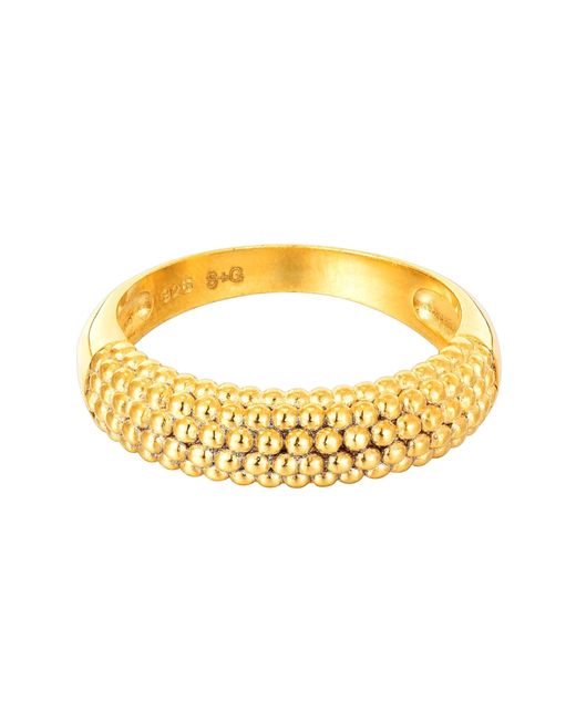 SEOL + GOLD Metallic 18Ct Plated Beaded Dot Ring Sterling