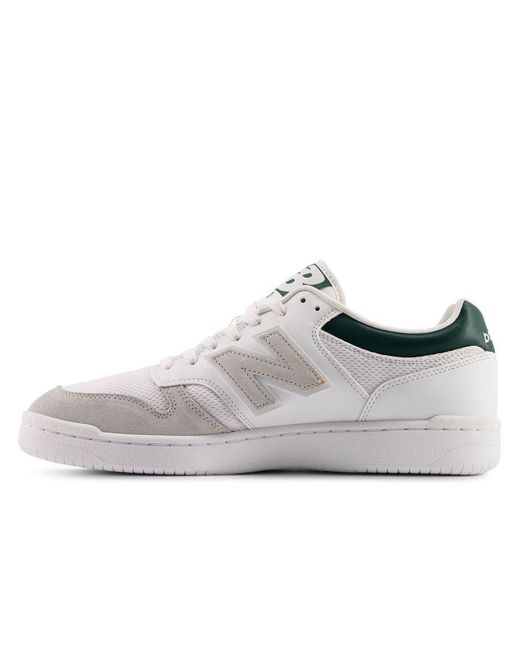 New Balance White 480 Leather Mesh Lace Up Trainers for men